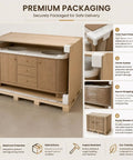 Lowkey Stunning 94 Inch Freestanding Double Sink Bathroom Vanity With Real Marble Top And Super Roomy Drawers For A Straight Up Clean Setup That Keeps Daily Essentials Well Organized in premium packaging with foam protection.