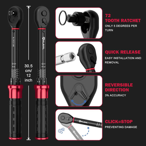 Spark Plug Socket Set With Three Eighths Drive Torque Wrench Magnetic Sockets Twelve Point 14mm 16mm And Six Point Swivel Five Eighths Inch Ten Inch Extension Bar Built For Auto Maintenance And Quick Repairs, 12-inch black and red ratchet wrench