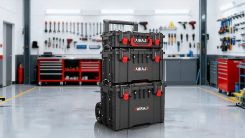 Heavy Duty Rolling Tool Box With Wheels, Stackable Organizing Rack, Ultra Resin Shell Built Like A Tank For Any Mean Crew Stash Always