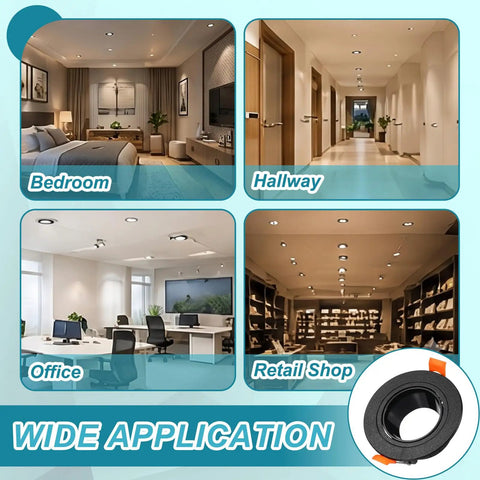 VIAPUICE MR16 GU10 Recessed Light Trim 2.6" Aperture with Spring Clip 2 Pcs in various indoor settings.