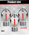 Pro Grade Pendant Fire Sprinkler Heads 3 Pack Decked Out With Bulletproof Quick Response Sensors And 155 F Heat Activation, 5.2cm size.