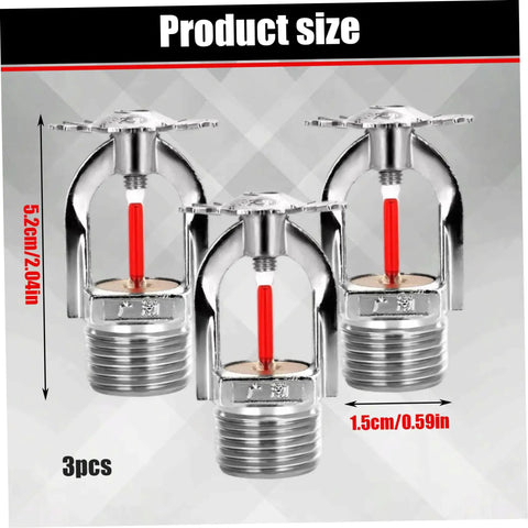 Pro Grade Pendant Fire Sprinkler Heads 3 Pack Decked Out With Bulletproof Quick Response Sensors And 155 F Heat Activation, 5.2cm size.