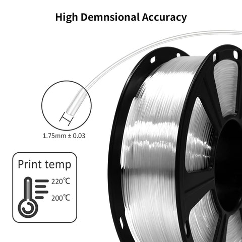 Go-To Clear PLA Filament 1.75 Mm For 3D Printing, Effortless Feeding And Crisp Transparency, No Stress Setup For Bold Makers, One Kilogram Spool Ready To Roll
