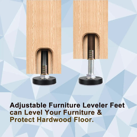 One Quarter Inch Thread Leveling Feet With PTFE Bottom Pro Grade Adjustable Furniture Levelers With Screw In Design Twenty Millimeter Base Eight Pack For Quiet Floor Safe Glide On Carpet And Hardwood Surfaces