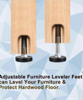 Quarter Inch Threaded Leveling Feet With PTFE Bottom For Carpets And Hardwood Floors, adjustable furniture glides installed