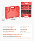 Pro Grade 3/8 Inch Drive Impact Socket Set, 64-Piece with Deep and Shallow 6 Point Sockets in red hard case
