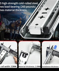 Heavy Duty Locking Drawer Slides 10 Inch Full Extension Side Mount Rails With Ball Bearing For Smooth Quiet Operation 250 Lb Load Capacity Removable Clips For Easy Install, Q235 steel