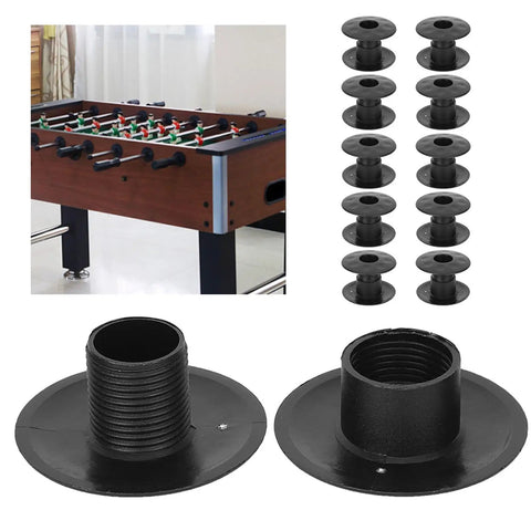 10 Pairs Foosball Table Bushings 48.5mm OD 15.8mm ID Threaded, black rod spacers shown for foosball table use