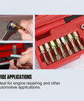 15-Piece Metric Thread Chaser Set For Repair And Re-Tapping Damaged Metal Threads With 7 Dies, 7 Taps, 1 Restorer File In Blow-Molded Box
