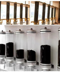 Wall Mounted Coffee Bean Dispenser Jar With Rock Solid Seal, Heavy Duty Clear Acrylic Storage Bin For Whole Beans, Gold Finish Dual Pack showcasing multiple dispensers.