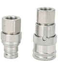 2 Pcs Heavy Duty Hydraulic Quick Coupler Set 3 8 In Npt Flat Face Fittings With Zip Caps For High Pressure Excavator Construction Keeping Tight Seals Made From Carbon Steel Zinc Coat Allowing For Easy Hook Up No Leak Guarantee On Heavy Jobs, two couplers