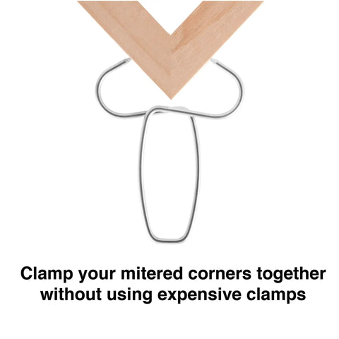 Spring Miter Clamps For Woodworking Set 13 Piece Clamp Kit holding wooden mitered corner for precise joinery
