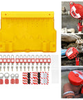 Lockout Tagout Station Kit with Tamper Proof Cover and Industrial Grade ABS Nylon Construction, 14 padlocks, 40 hangtags
