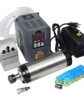 2.2KW Water Cooled Spindle Motor ER20 24000 RPM With 400Hz VFD Inverter 110V Beast Of A Spindle 80mm Clamp 80W Pump