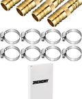 12 Piece Hose Repair Kit With Brass Barb Fittings For 5/8 To 3/4 Inch Hoses Garden Water Hose Connectors With Clamps