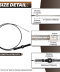 15 Foot Mechanical Rack And Pinion Steering Cable For Back Mount Boats, Heavy Duty, with detailed size specifications shown