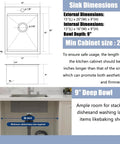 Dimensions and depth of Stainless Steel Bar Sink Drop In 15 By 20 Inch Topmount Single Bowl Workstation Kitchen Sink