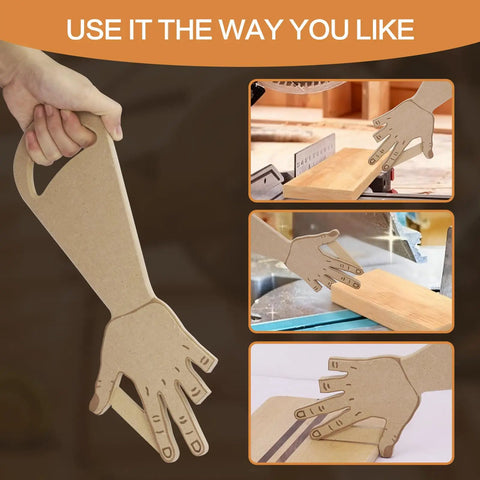 Ergonomic Hand Shape Table Saw Push Stick With Missing Finger Design for safer woodworking on table saw and miter saw