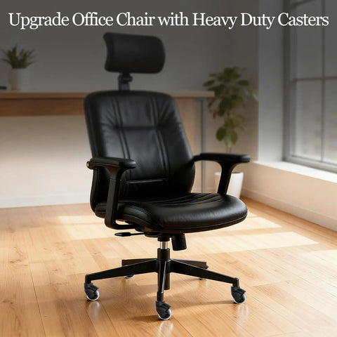 Level Up Your Desk With These Heavy Duty 2 Inch Rubber Ball Chair Caster Wheels Universal Replacement For Office Gaming And Desk Chairs, black office chair with heavy duty casters.