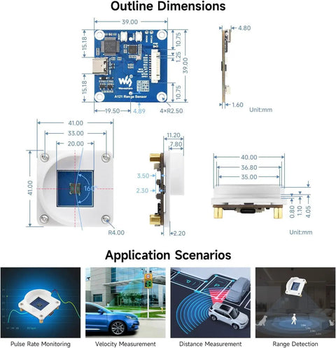 60GHz MmWave Radar Module For Micro Motion And Human Presence Detection, Pro Grade Pulsed Coherent Radar Tech, 39×39mm board