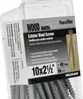 Pro Level Kickass Exterior Deck Screws Fifty Count Ten By Two And A Half Inch Phillips Fasteners With Gray Ceramic Finish in a package.