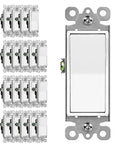 20 Pack 3 Way Decorator Paddle Rocker Wall Switch White Finish For Single Pole Or Three Way 15A 120 277V UL Listed