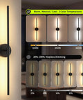 vidvic 28Inch Rechargeable Black Wall Sconces Set of 2 Dimmable and Remote with adjustable color temperatures.