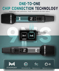 Durable Metal Wireless Microphone For Karaoke And Singing, Dynamic Microphone With Rechargeable Receiver shown with tech features