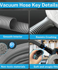 Smooth Operator Dust Control 16 Ft Shop Vac Hose Kit With Quick Connect Adapters flexible hose with non-toxic materials and smooth interior