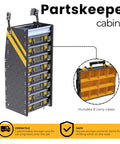 Heavy Duty Steel Parts Organizer Storage Cabinet With Eight Rolling Carry Trays For Mechanics And Crew Chiefs Seeking Tough As Nails Garage Setup That Saves You Major Sweat On Busy Days, with customizable trays.