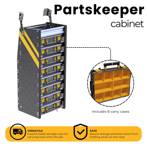 Heavy Duty Steel Parts Organizer Storage Cabinet With Eight Rolling Carry Trays For Mechanics And Crew Chiefs Seeking Tough As Nails Garage Setup That Saves You Major Sweat On Busy Days, with customizable trays.