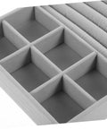 Chic Five Grid Jewelry Organizer Tray For Dresser Drawer With Cozy Flannel Interior And Polished Faux Leather Exterior, grey five-section compartments.