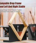 Clampable Drop Frame for Heavy Duty Adjustable Aluminum Right Angle Spline Jig For Serious Woodworkers Featuring Wide Clamping Range.
