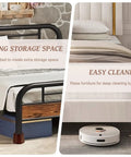 Premium Solid Wood Bed Risers Set Of 4 elevating a bed, creating storage space and allowing robot vacuum access.