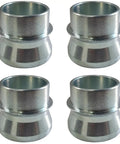 Rock Solid High Misalignment Spacers Converting Three Quarter To One Half Inch Rod Ends And Heim Joints Heavy Duty Steering Linkage Bushings With Slick Fit Four Pack in steel, showing four spacers.