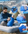 Man packing a Portable Waterproof Sleeping Bag For Adults And Kids, 4 Seasons Cold Weather Or Warm, into a bag outdoors