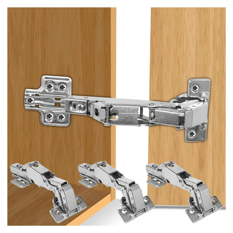 Beefy Heavy Duty Rotating Concealed Cabinet Hinges 4 Pack 175 Degree Hydraulic Soft Close Adjustable Mounting on wood cabinet