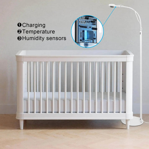 Floor Stand For Nanit Pro Baby Monitor With Gooseneck Swivel Holder And Adjustable Height Stable Base next to crib