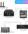 Diagram showing application of Ground Loop Noise Isolator For XLR TRS RCA 3.5mm Audio Interfaces in audio system setup.