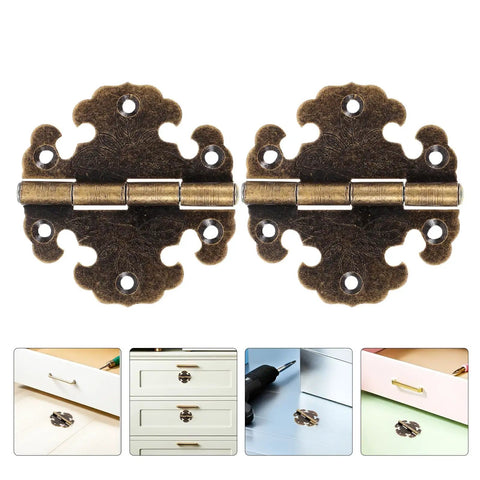 Old School Vintage Zinc Alloy Cabinet Door Hinges 2 Pack, Smooth Operation, Retro Metal Hinges for Wooden Wardrobes, Classic Decorative Hardware