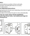 Installation instructions for Beefy Heavy Duty Adjustable Spring Hinge 3 Inch Black For Doors Thick Cold Rolled Steel 2 Pack No Mortise Required Full Surface Mount Made In Taiwan By QCAA.