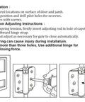 Heavy Duty Adjustable Spring Hinge 3 Inch Beefy Black Thick Steel Build With Spring Tension Control No Mortise Required Full Surface Mount Cold Rolled Steel 4 Pack installation diagram