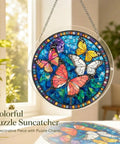 Colorful Butterfly Suncatcher Puzzle Kit With 83 Pieces For Doors Garden And Windows UV Printed Acrylic 7.4 Inches in sunlight