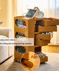 Straight Up Solid ABS Utility Storage Cart With Smooth Gliding 360 Swivel Wheels Heavy Duty Plastic Organizer Rack in living room