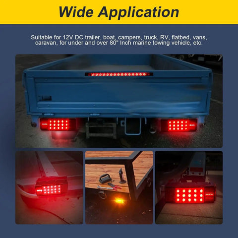 LED Boat Trailer Lights Kit With 25 Foot Wiring Harness Submersible Stop Brake Turn Tail Lights on a blue trailer setup