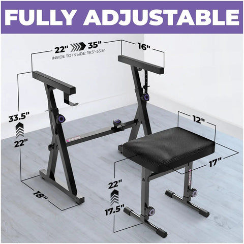 Heavy Duty Keyboard Stand And Adjustable Bench Set For 54-88 Key Pianos Portable Digital Piano Stand With Built In Seat
