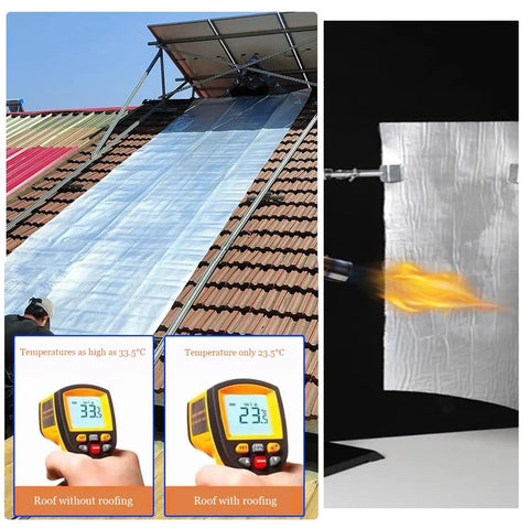 Heavy Duty Waterproof Roofing Tape With Flexible Butyl Asphalt And Thick Aluminum Foil applied on sloped roof for insulation test.