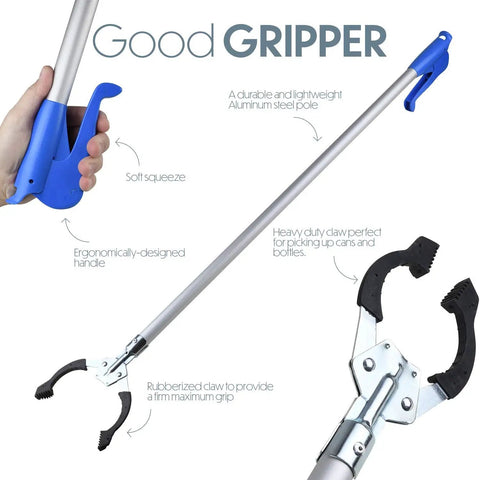 Premium Aluminum Ergonomic 37 Inch Grabber Tool For Trash Pickup And Debris Nabber Lightweight Long Reach Extension Arm 2 Pack For Litter Cleanup Garage Or Garden Cleanups Easy Grip And Reach