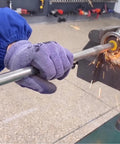 Heavy Duty Pneumatic Air Die Grinder 18000 Rpm With 1/4 Collet in action, grinding metal with sparks flying.