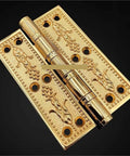 Heavy Duty Solid Brass Door Hinges 4 Inch Or 5 Inch Thick 4mm Wood Gate Bearing Silent With Screws Black Bronze Finish European Style